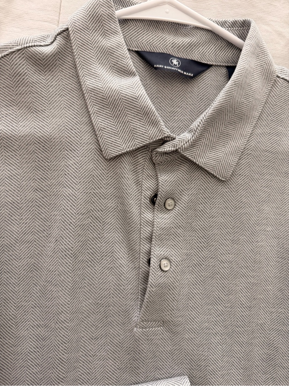 Hart Schaffner Marx Light Gray Herringbone Polo